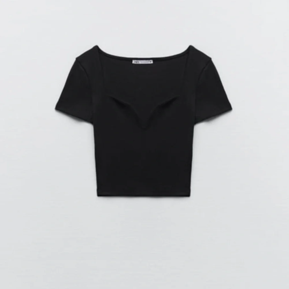 New Zara | Black Sweetheart Neckline T-Shirt - Picture 2 of 3